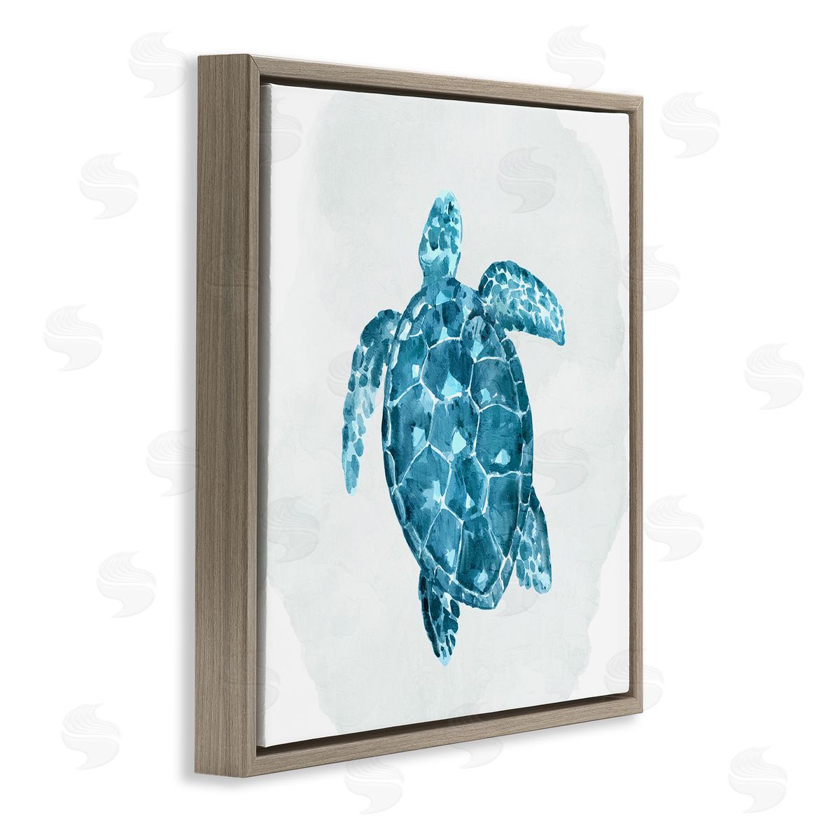 Kim Allen Aquatic Sea Life Tortoise Brown Floating Frame Canvas Wall Art Print