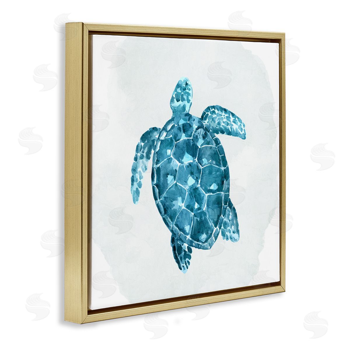 Kim Allen Aquatic Sea Life Tortoise Gold Floating Frame Canvas Wall Art Print