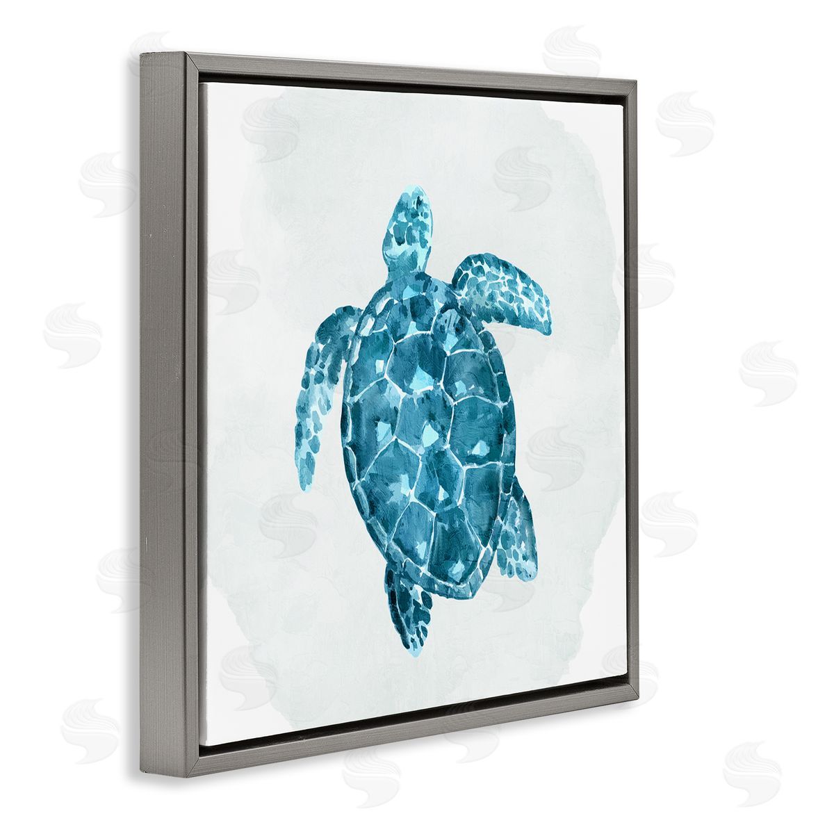 Kim Allen Aquatic Sea Life Tortoise Gray Floating Frame Canvas Wall Art Print