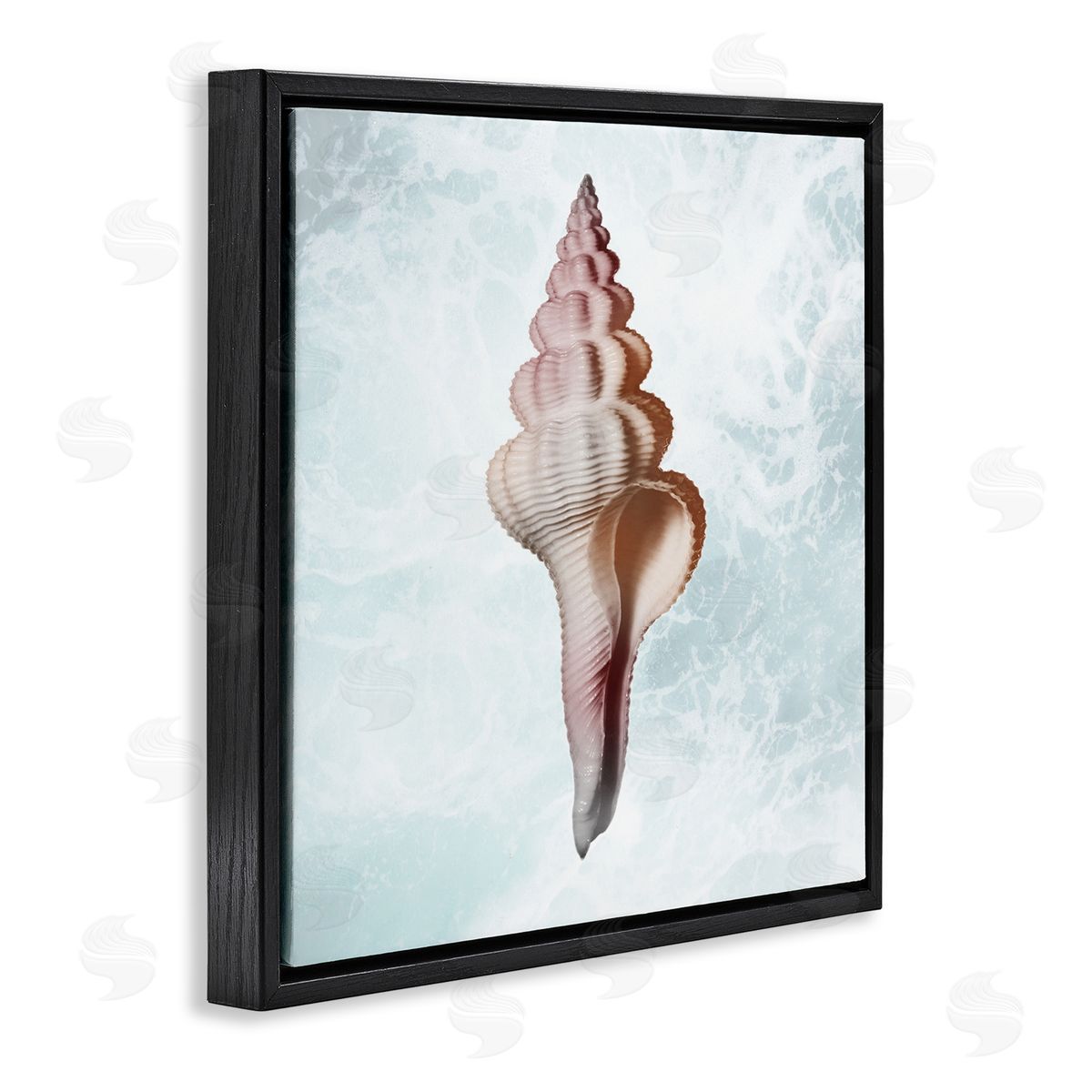 Marcus Prime Ocean Waves Conch Shell  Black Floating Frame Canvas Wall Art Print