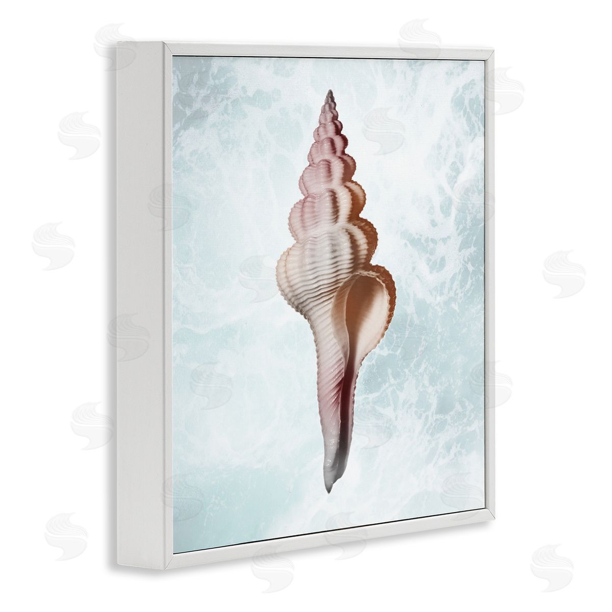 Marcus Prime Ocean Waves Conch Shell  White Framed Glicee Wall Art Print