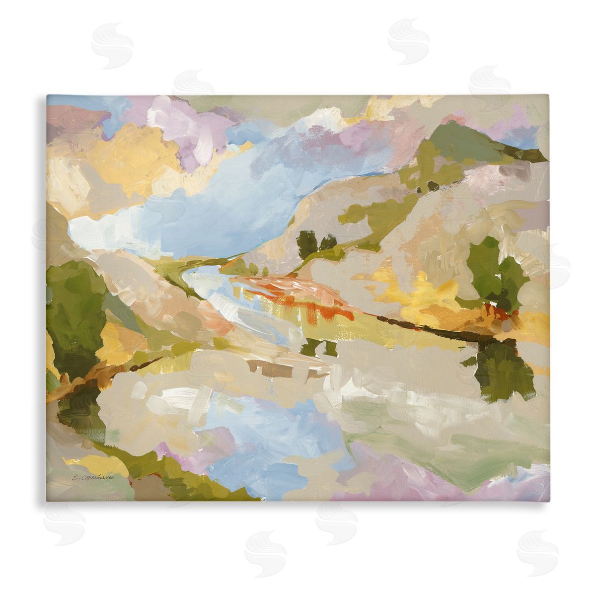Abstract Mountain Reflection Painting Canvas Wall Art, Home Decor by Trevor Copenhaver