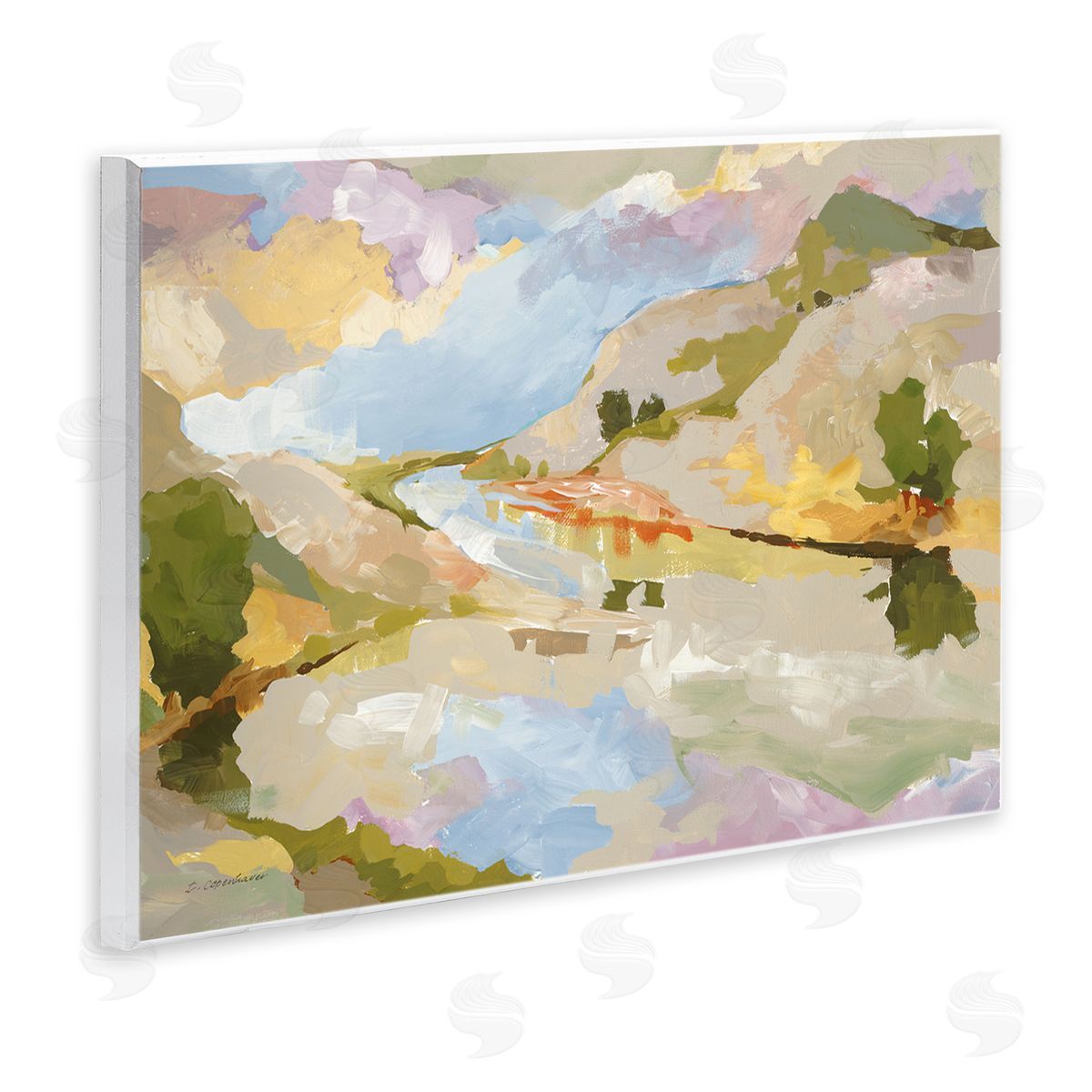 Abstract Mountain Reflection Painting Wood Plaque Wall Art, Home Decor by Trevor Copenhaver