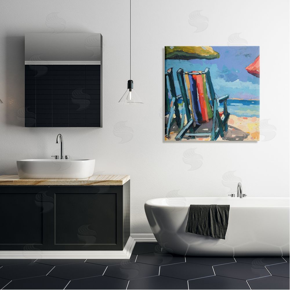 Page Pearson Railsback Vivid Beach Chairs Shoreline Canvas Wall Art in Room