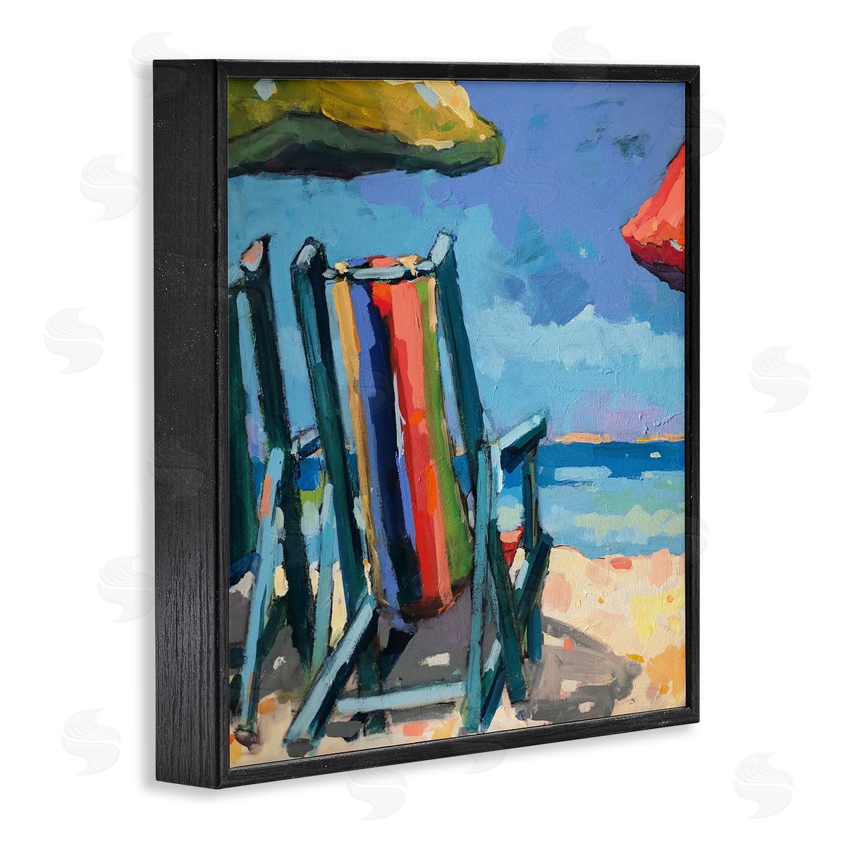 Page Pearson Railsback Vivid Beach Chairs Shoreline Black Framed Glicee Wall Art Print