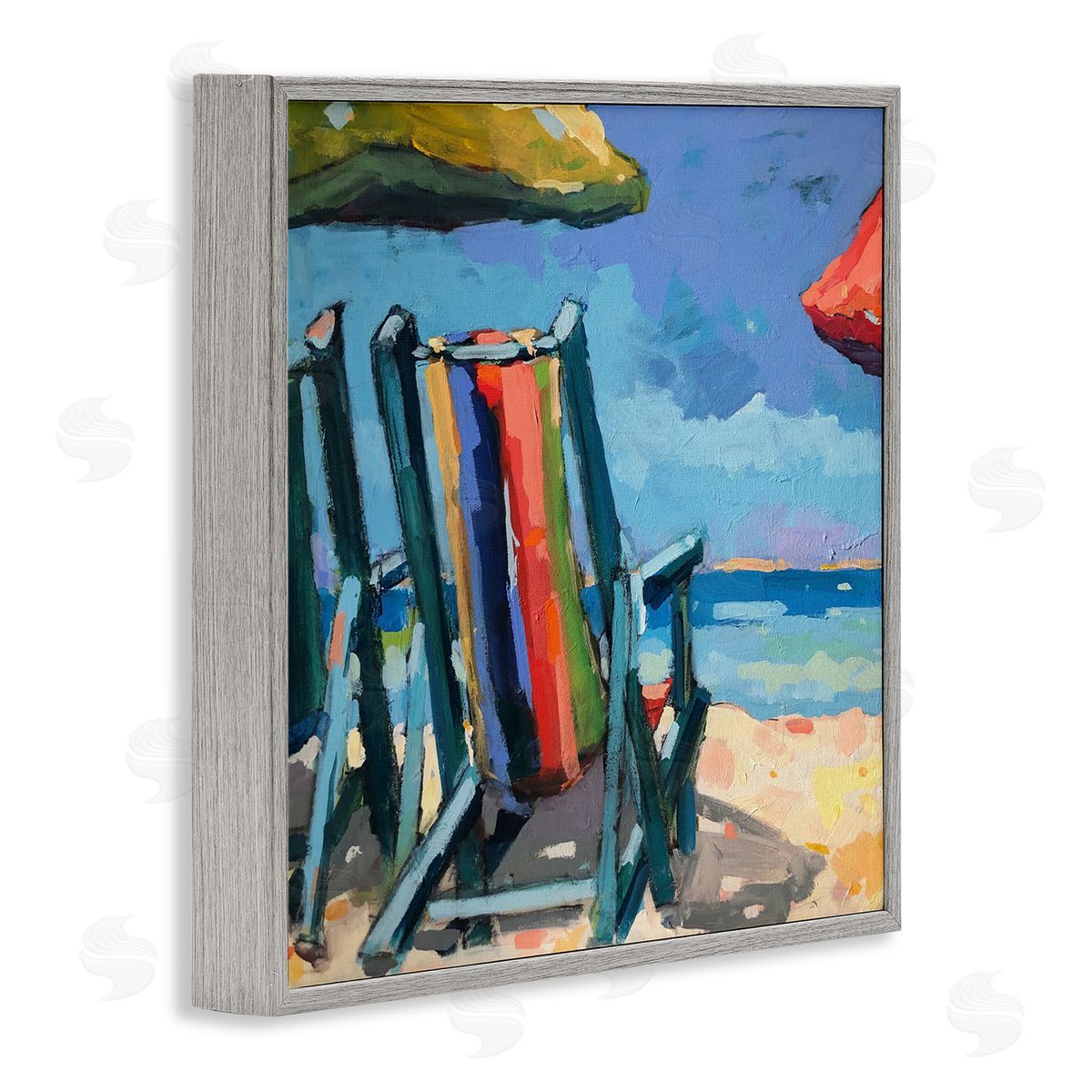 Page Pearson Railsback Vivid Beach Chairs Shoreline Gray Framed Glicee Wall Art Print