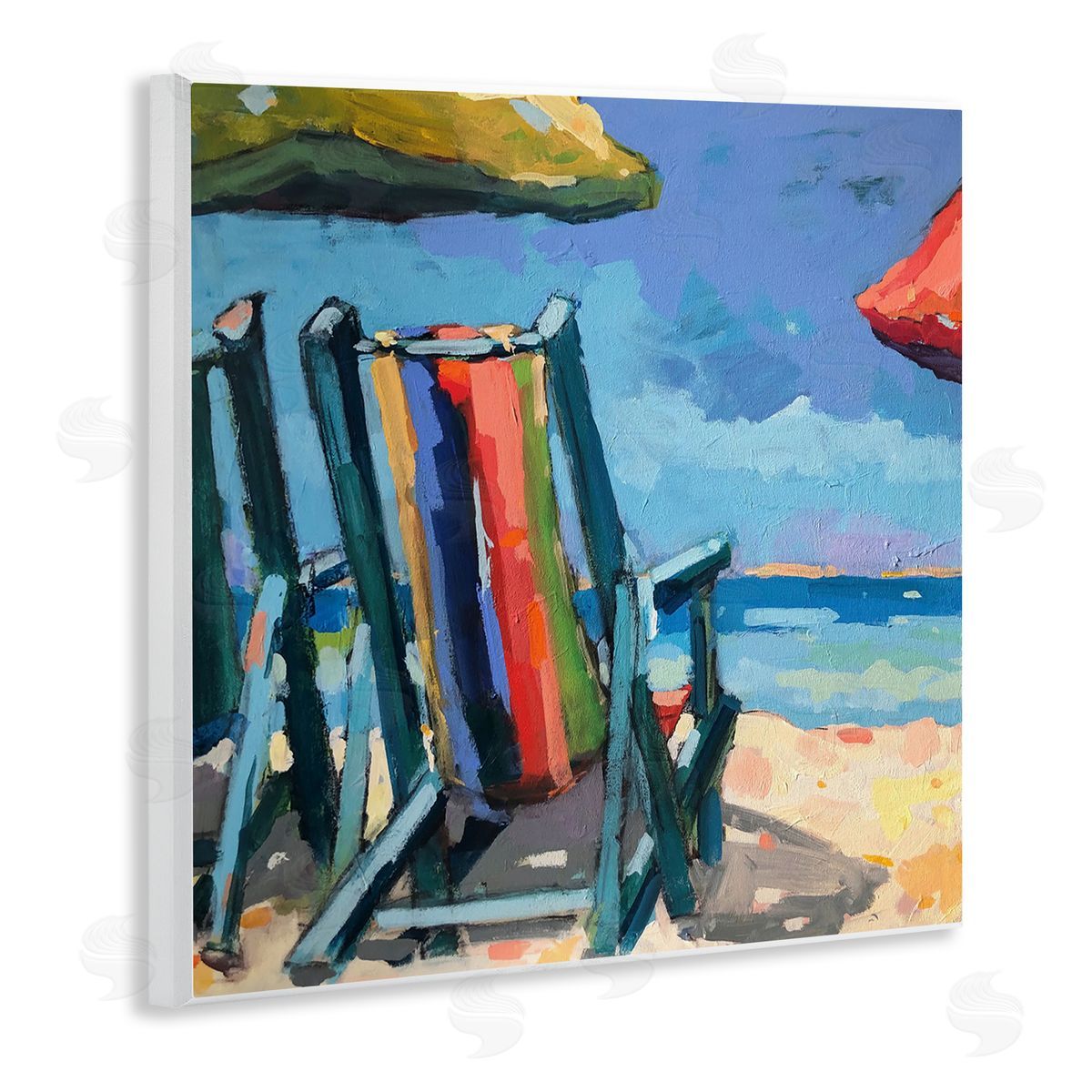 Page Pearson Railsback Vivid Beach Chairs Shoreline Wooden Wall Plaque Art Print