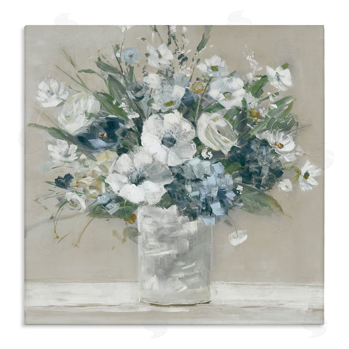 Sally Swatland Anemone Flower Arrangement Stretched Canvas Wall Art Print