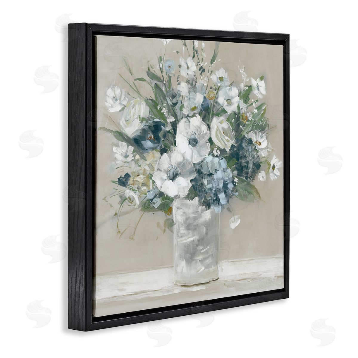 Sally Swatland Anemone Flower Arrangement Black Floating Frame Canvas Wall Art Print