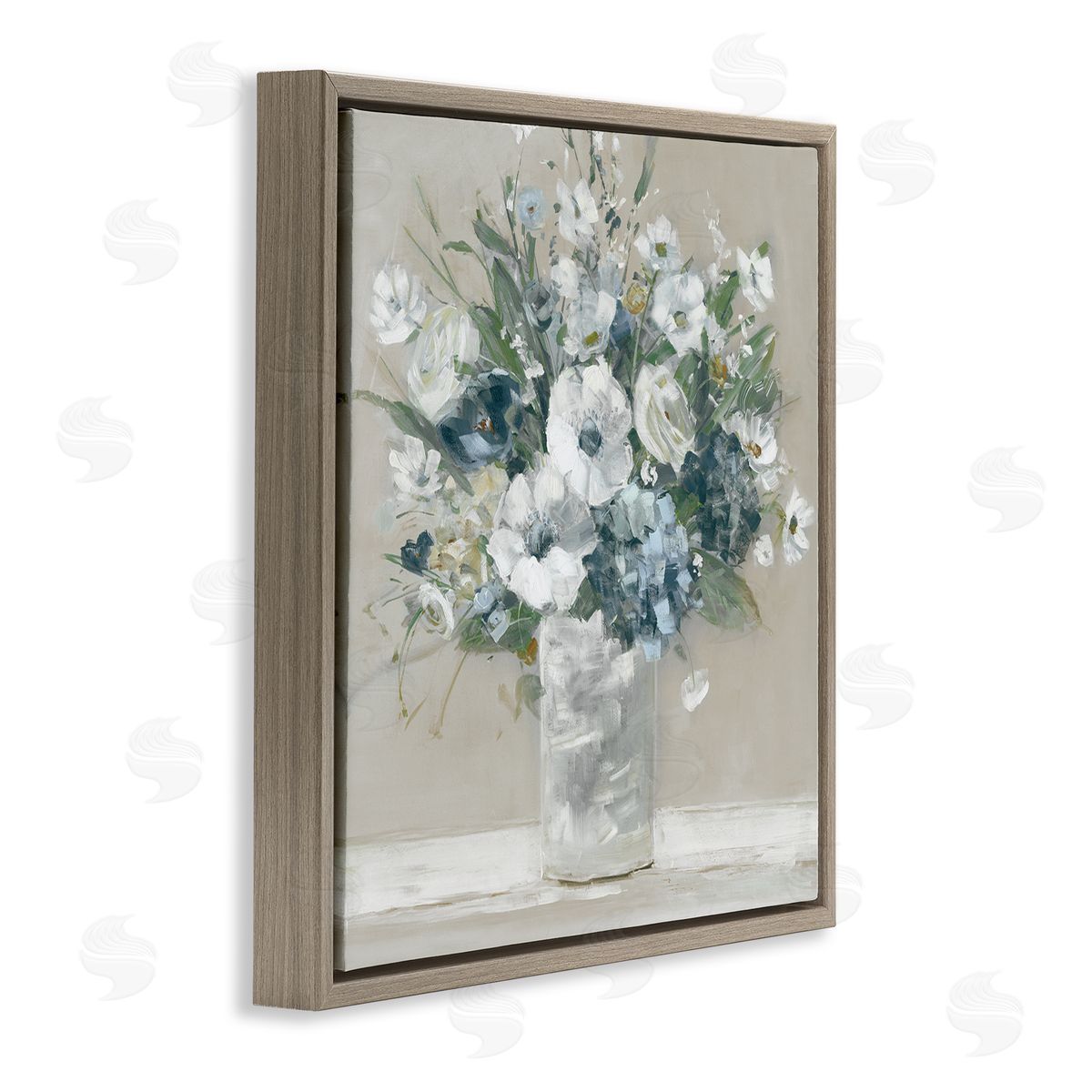 Sally Swatland Anemone Flower Arrangement Brown Floating Frame Canvas Wall Art Print