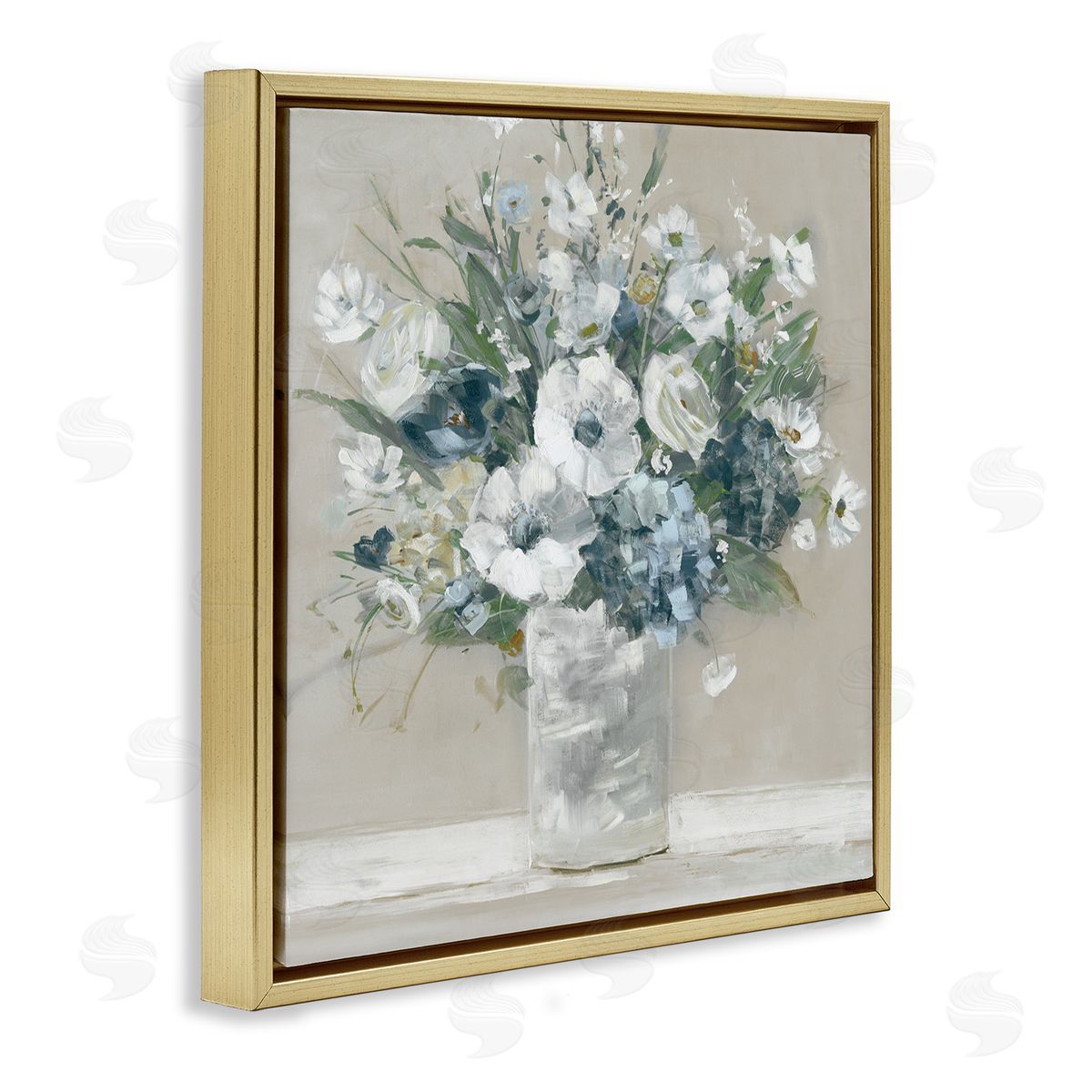 Sally Swatland Anemone Flower Arrangement Gold Floating Frame Canvas Wall Art Print