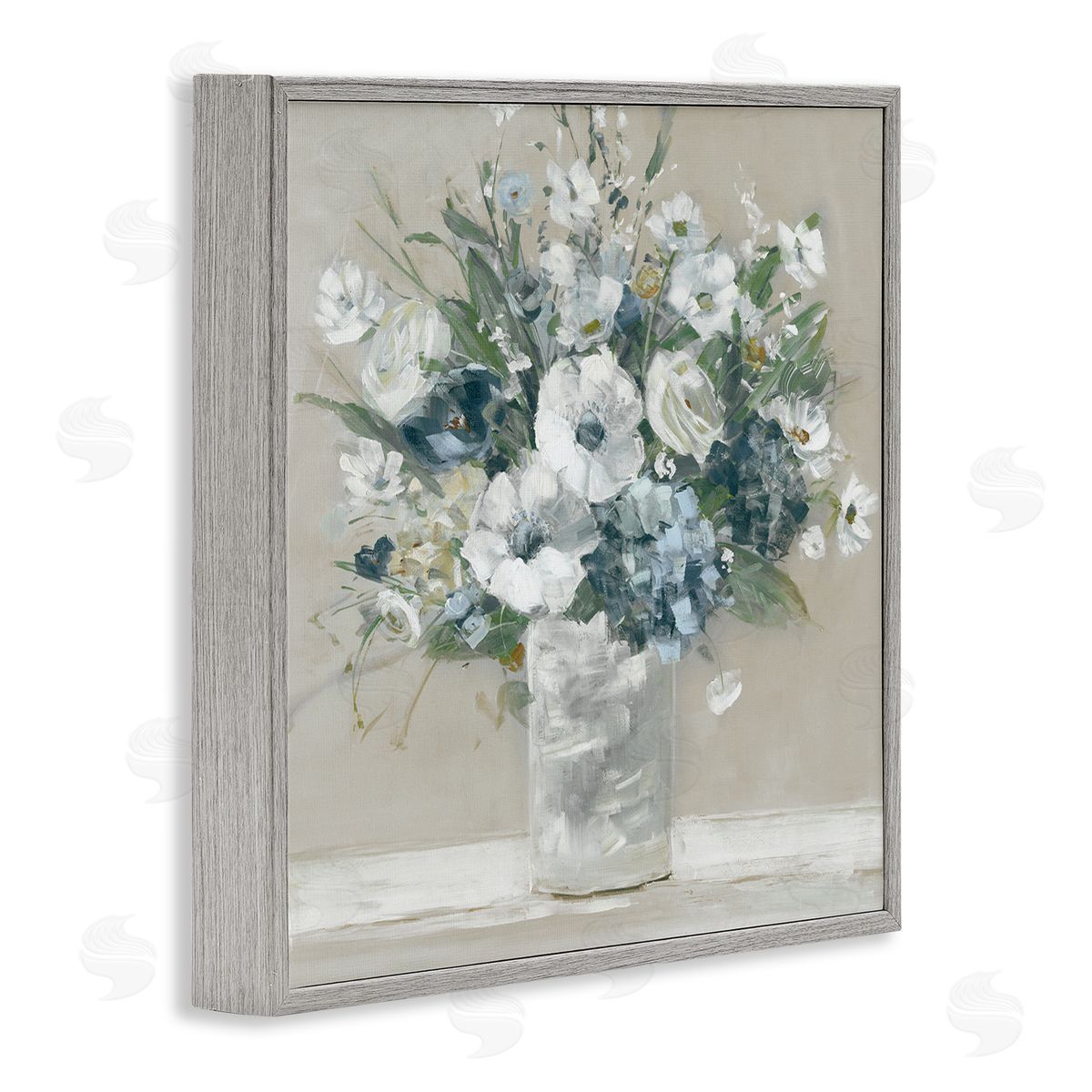 Sally Swatland Anemone Flower Arrangement Gray Framed Glicee Wall Art Print