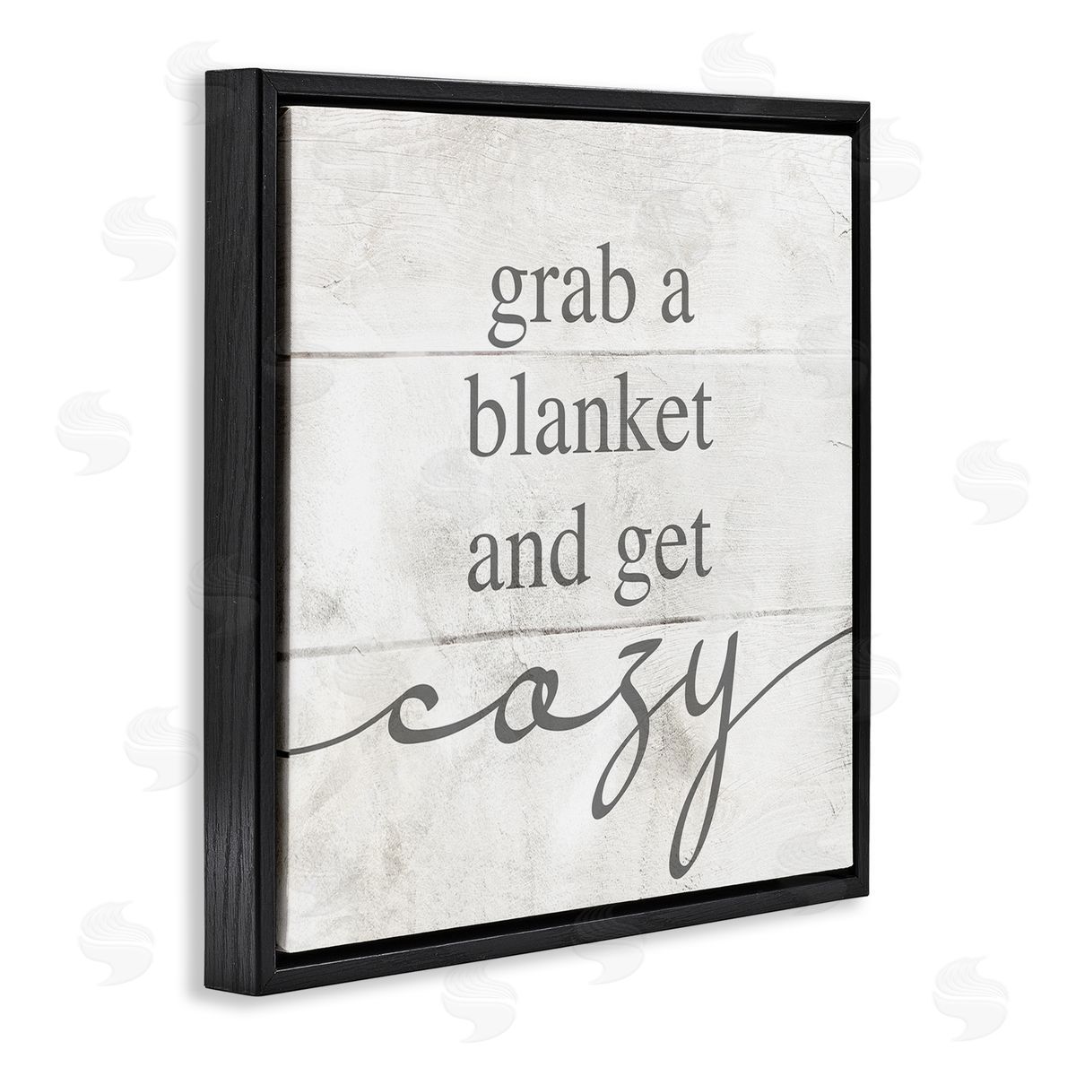 Grab Blanket Get Cozy Phrase Black Floating Frame Canvas Wall Art, Home Decor by Stupell Studio