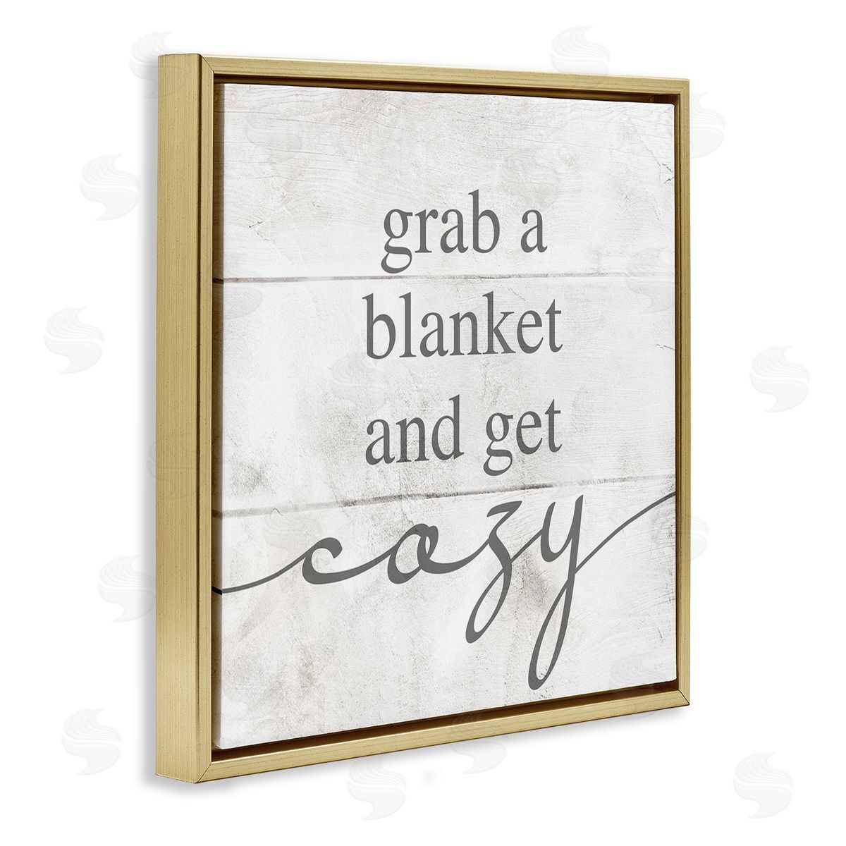 Grab Blanket Get Cozy Phrase Gold Floating Frame Canvas Wall Art, Home Decor by Stupell Studio