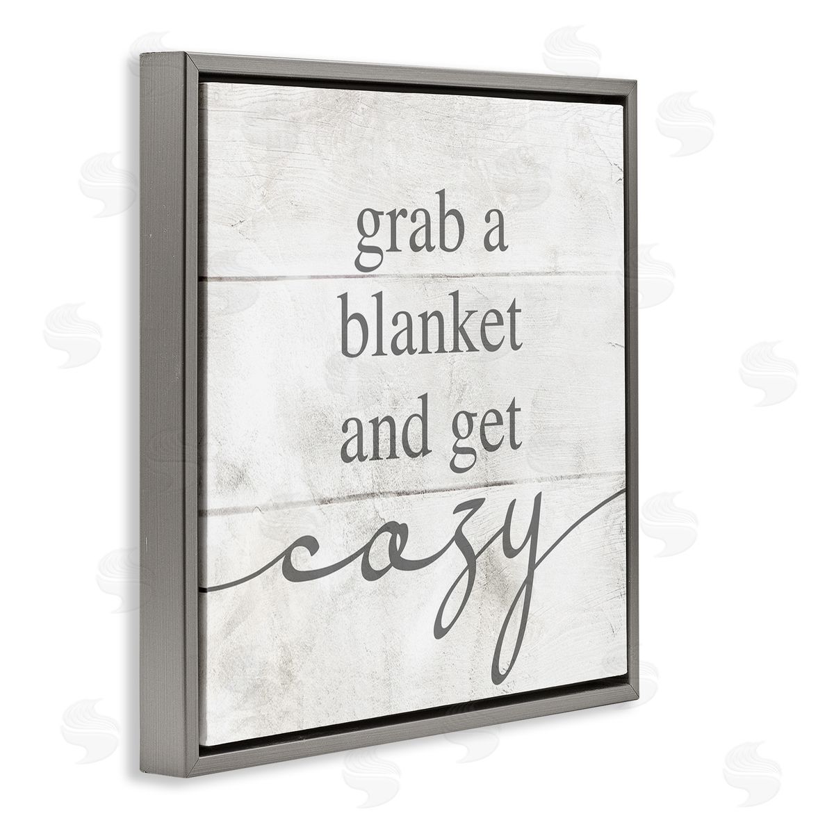 Grab Blanket Get Cozy Phrase Grey Floating Frame Canvas Wall Art, Home Decor by Stupell Studio