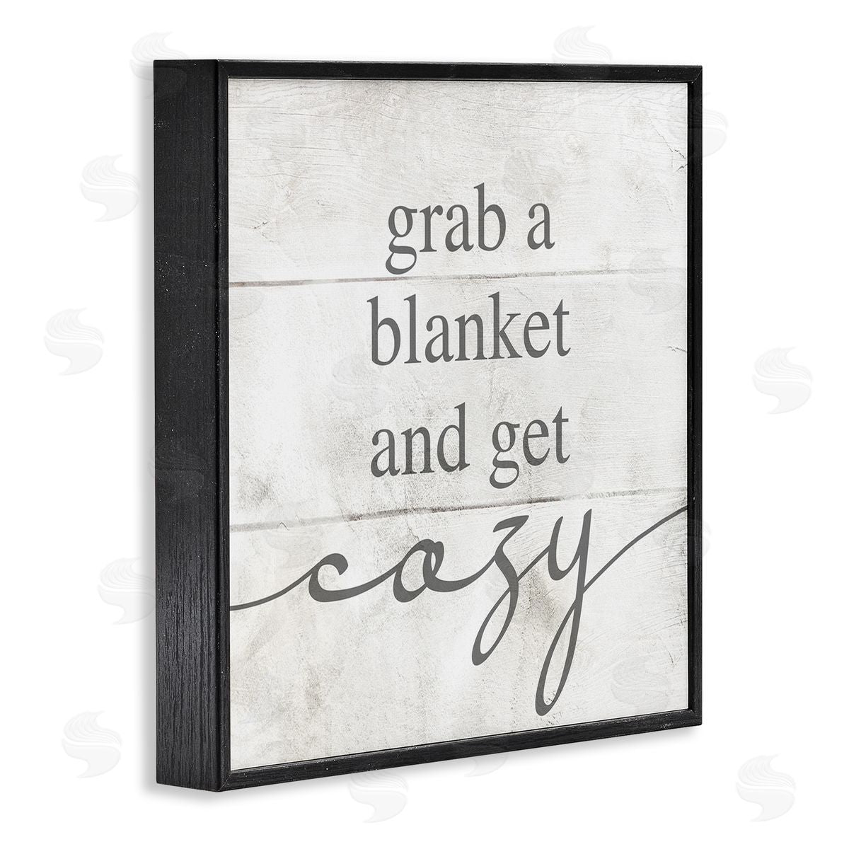 Grab Blanket Get Cozy Phrase Black Frame Print Wall Art, Home Decor by Stupell Studio