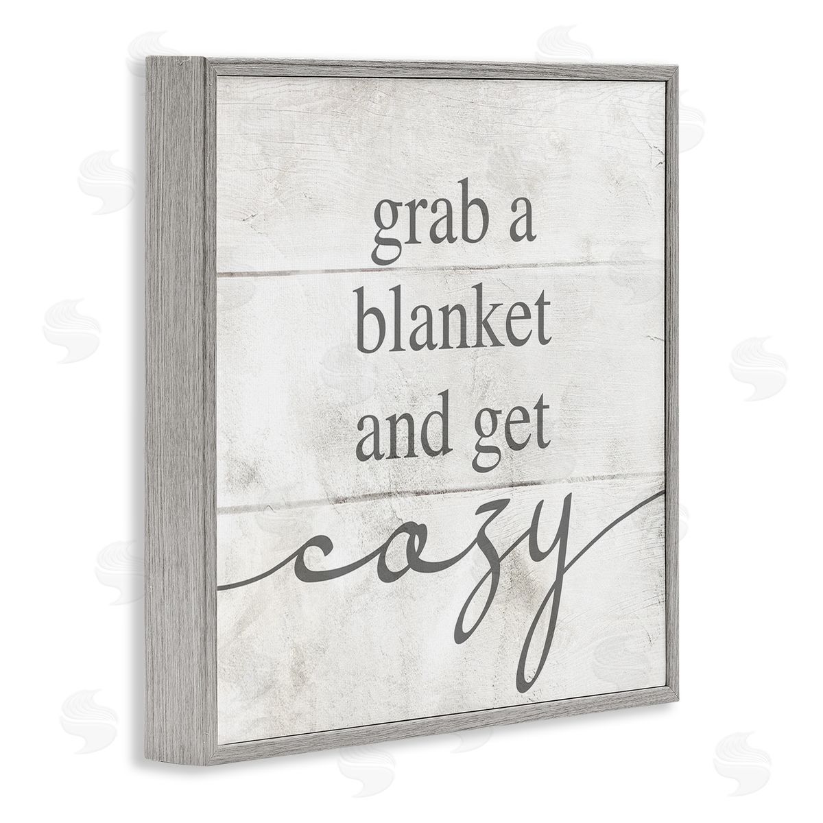 Grab Blanket Get Cozy Phrase Grey Frame Print Wall Art, Home Decor by Stupell Studio