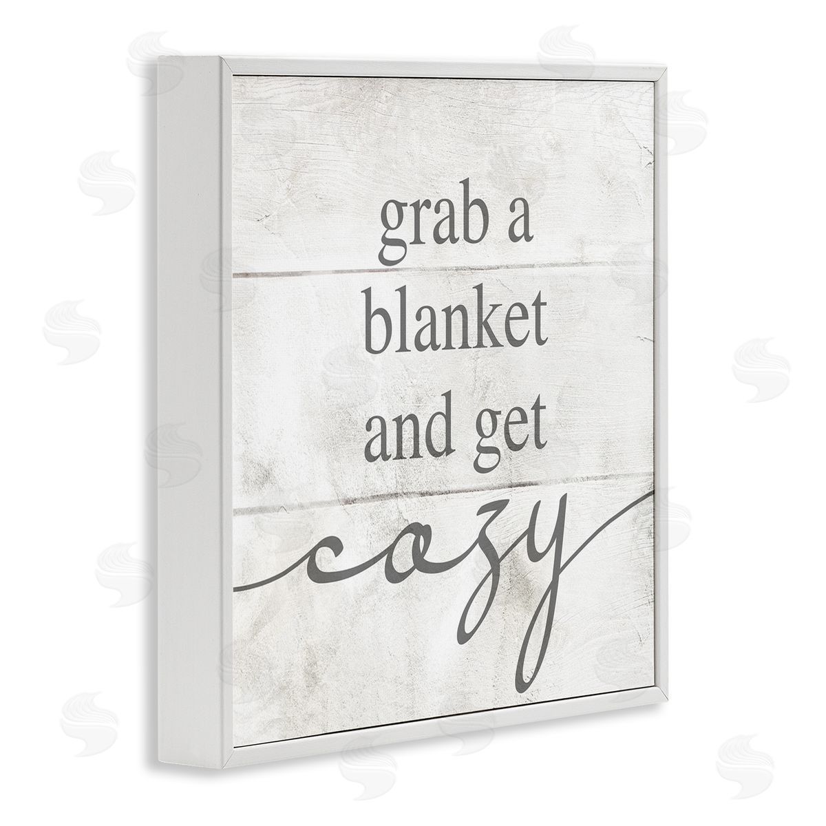 Grab Blanket Get Cozy Phrase White Frame Print Wall Art, Home Decor by Stupell Studio