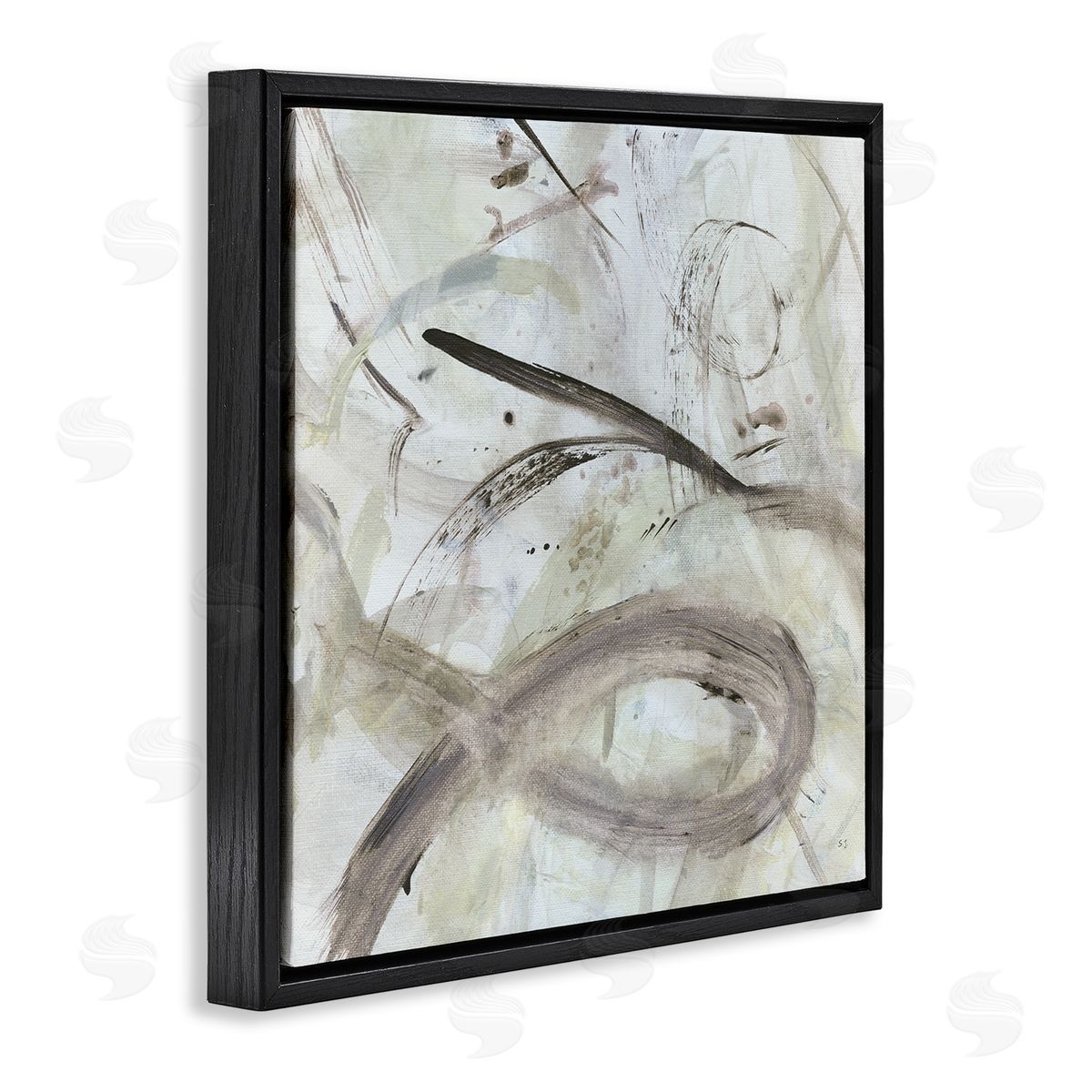 Susan Jill Abstract Fluid Shapes Arrangement Black Floating Frame Canvas Wall Art Print