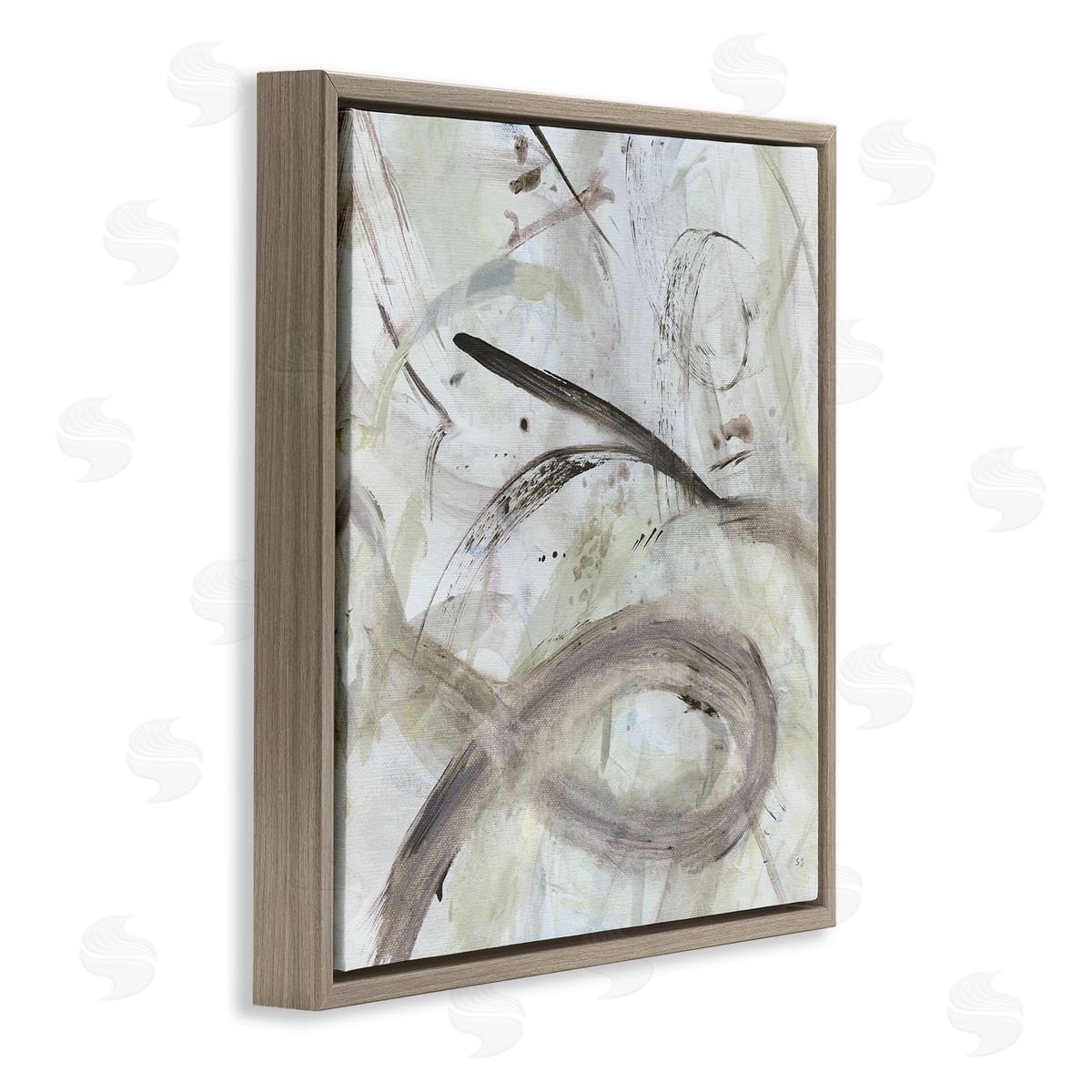 Susan Jill Abstract Fluid Shapes Arrangement Brown Floating Frame Canvas Wall Art Print