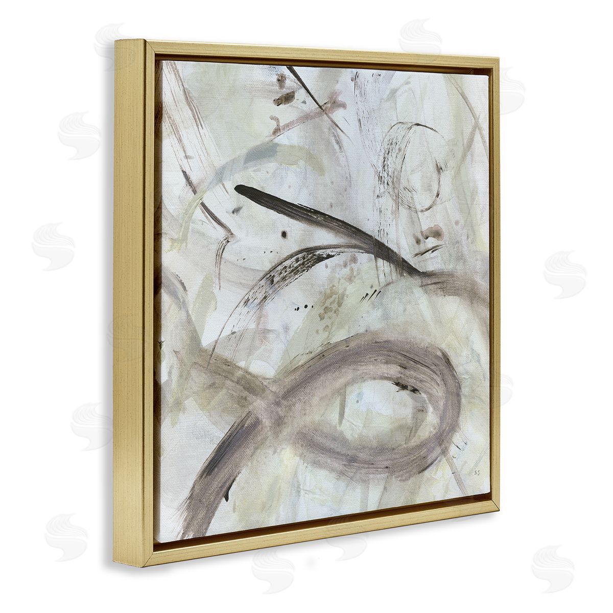 Susan Jill Abstract Fluid Shapes Arrangement Gold Floating Frame Canvas Wall Art Print