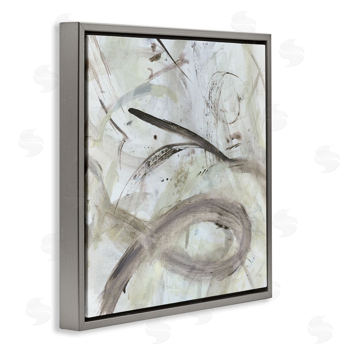 Susan Jill Abstract Fluid Shapes Arrangement Gray Floating Frame Canvas Wall Art Print