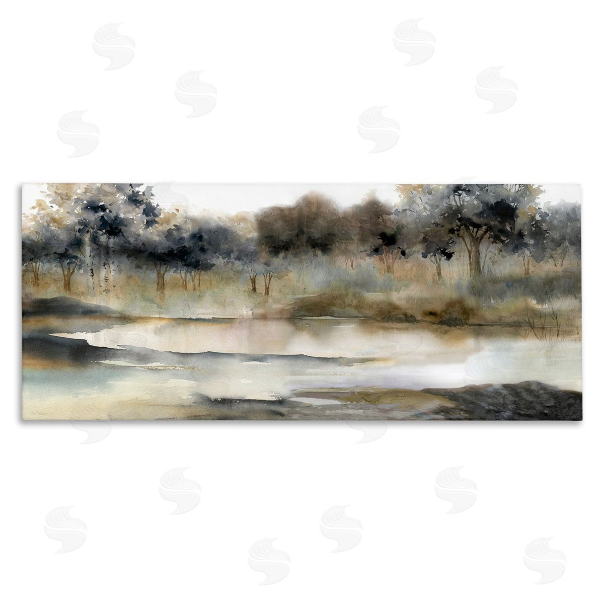 Trees By Lakeside Landscape Canvas Wall Art, Home Decor by Carol Robinson