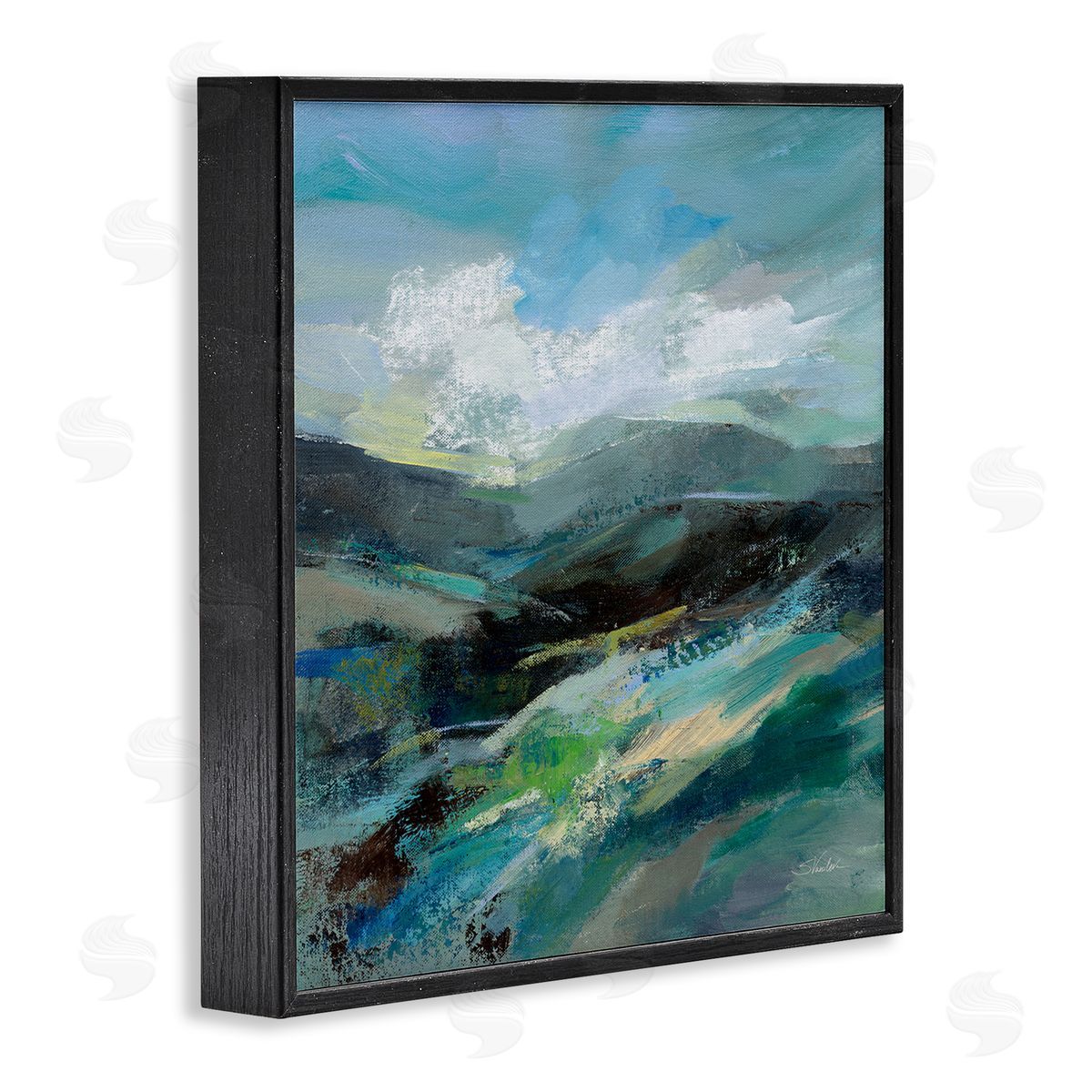 Silvia Vassileva Abstract Layered Mountain Scene Black Framed Glicee Wall Art Print