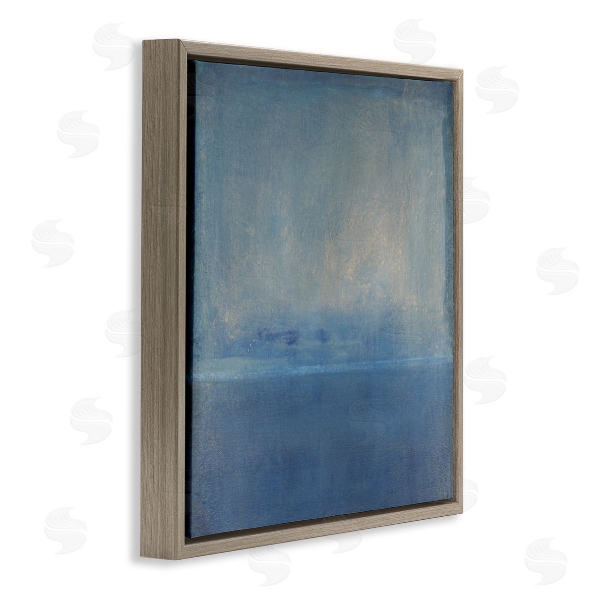 Tim O'Toole Blue Abstract Landscape  Brown Floating Frame Canvas Wall Art Print
