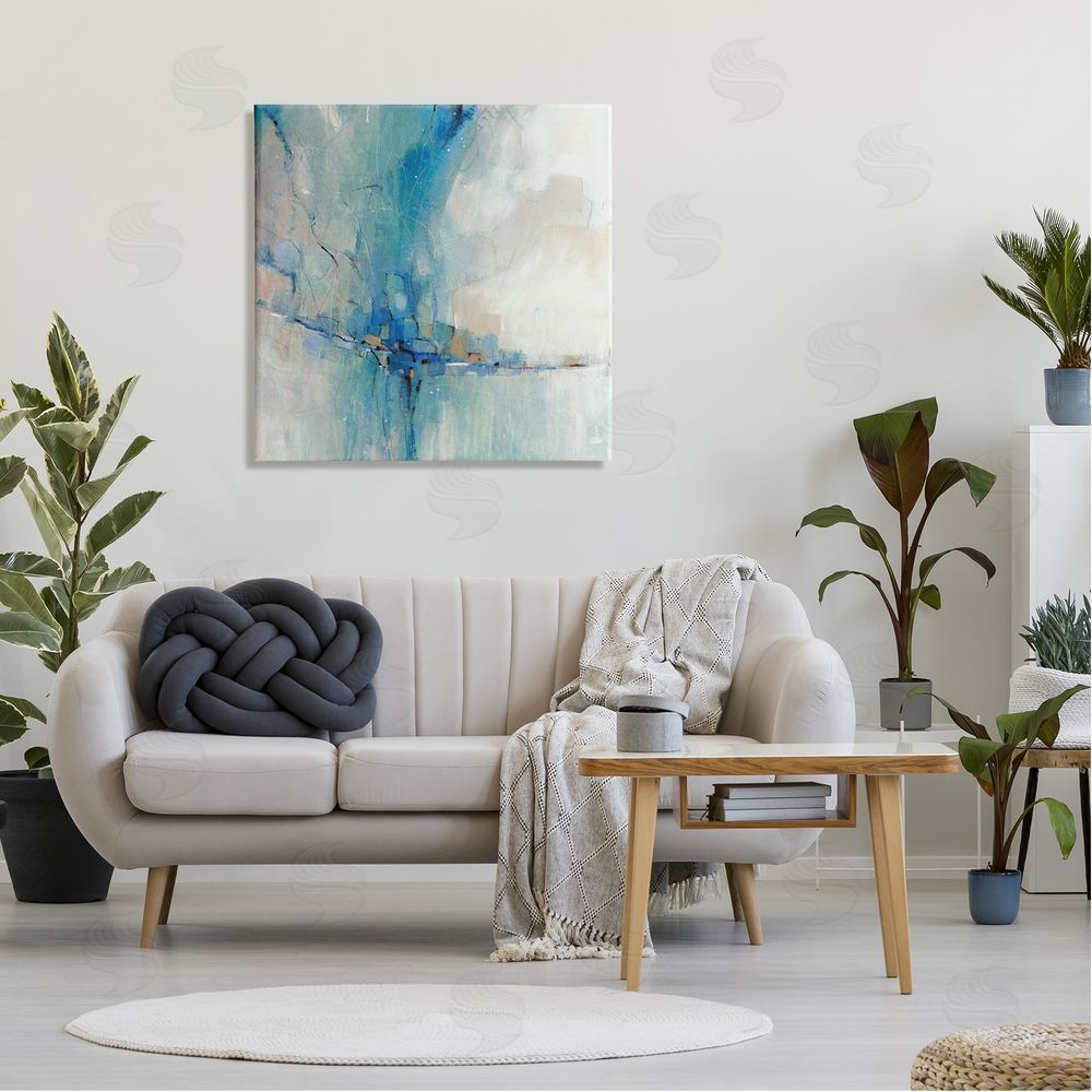 Tim O'Toole Abstract Blue Square Shapes  Canvas Wall Art in Room