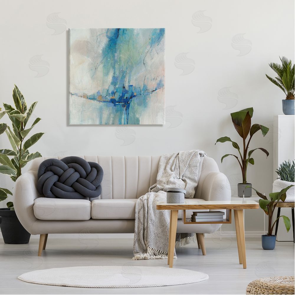 Tim O'Toole Modern Blue Shapes Gathered  Canvas Wall Art in Room