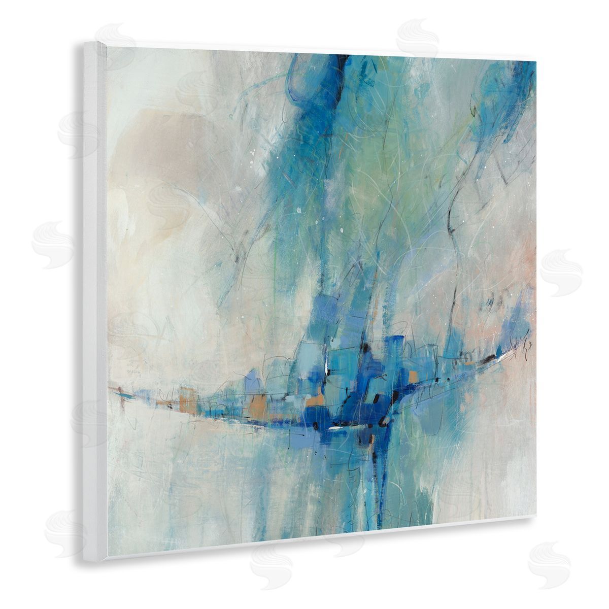 Tim O'Toole Modern Blue Shapes Gathered  Wooden Wall Plaque Art Print