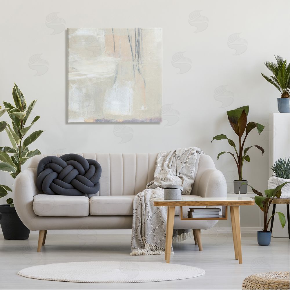 Annie Warren Abstract Beige Lines Arrangement Canvas Wall Art in Room