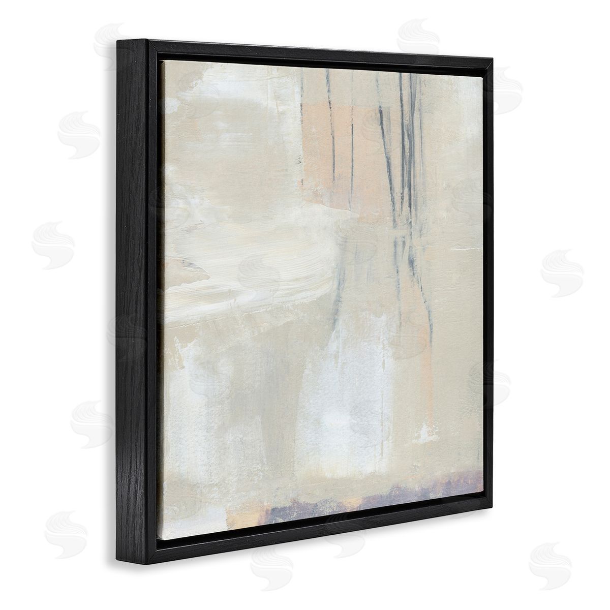 Annie Warren Abstract Beige Lines Arrangement Black Floating Frame Canvas Wall Art Print