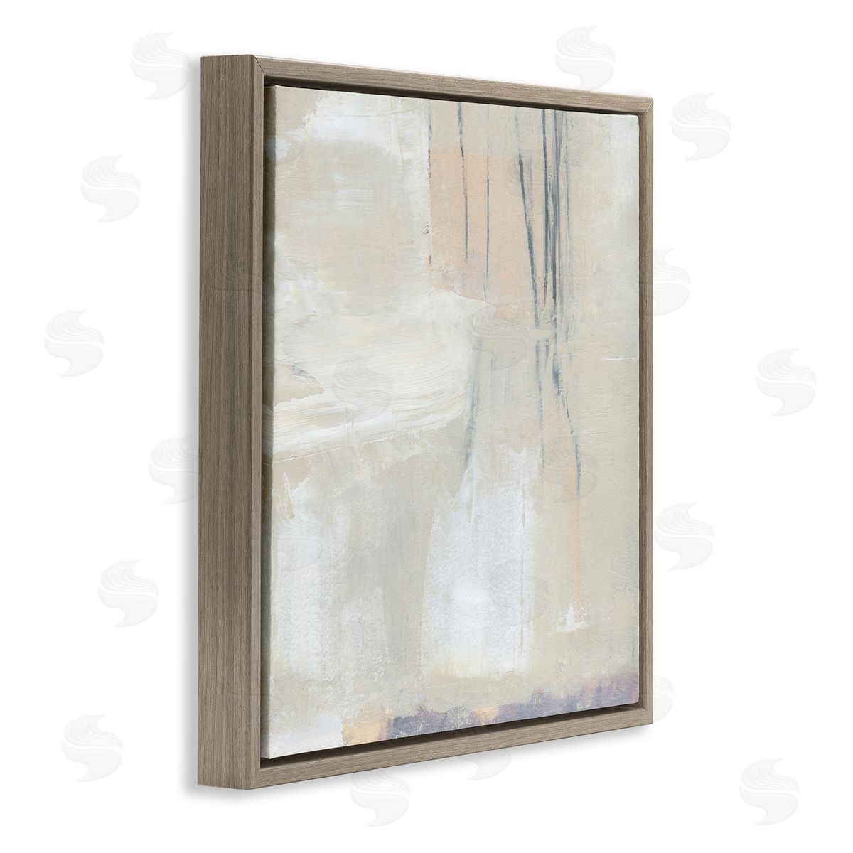 Annie Warren Abstract Beige Lines Arrangement Brown Floating Frame Canvas Wall Art Print