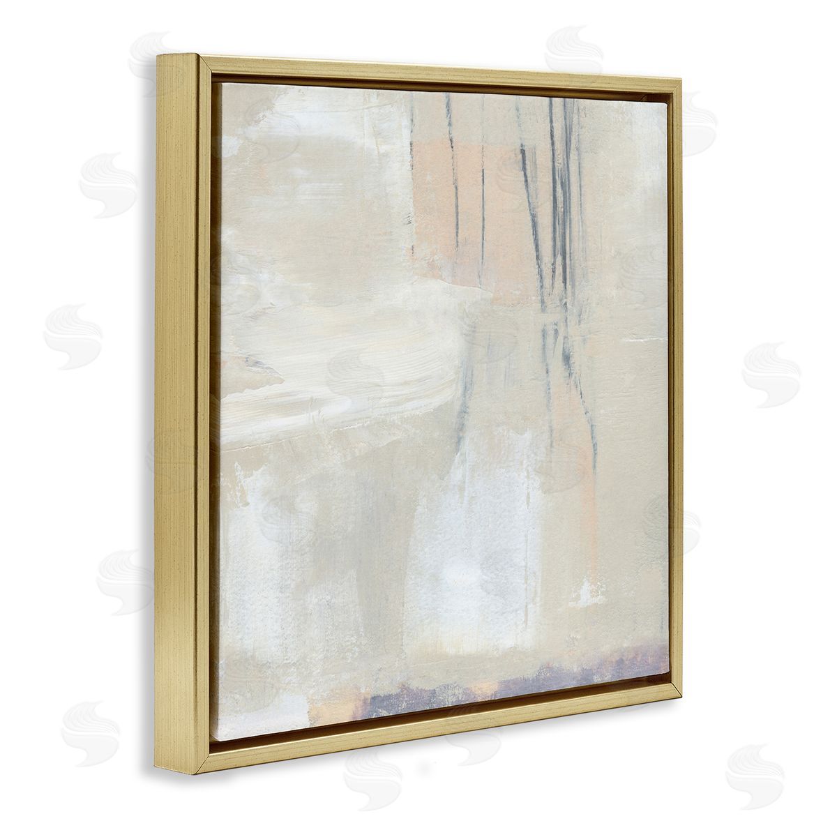 Annie Warren Abstract Beige Lines Arrangement Gold Floating Frame Canvas Wall Art Print