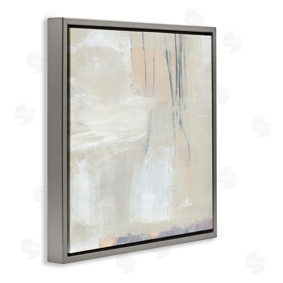 Annie Warren Abstract Beige Lines Arrangement Gray Floating Frame Canvas Wall Art Print