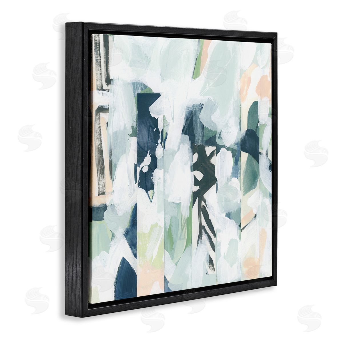 June Erica Vess Alternating Abstract Shapes Composition Black Floating Frame Canvas Wall Art Print