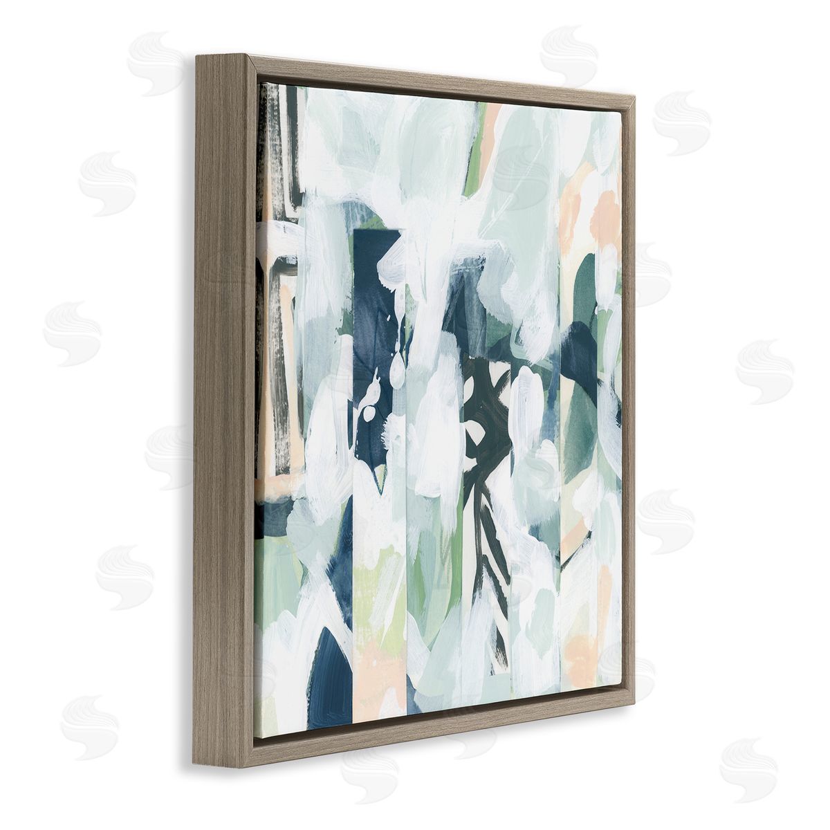 June Erica Vess Alternating Abstract Shapes Composition Brown Floating Frame Canvas Wall Art Print