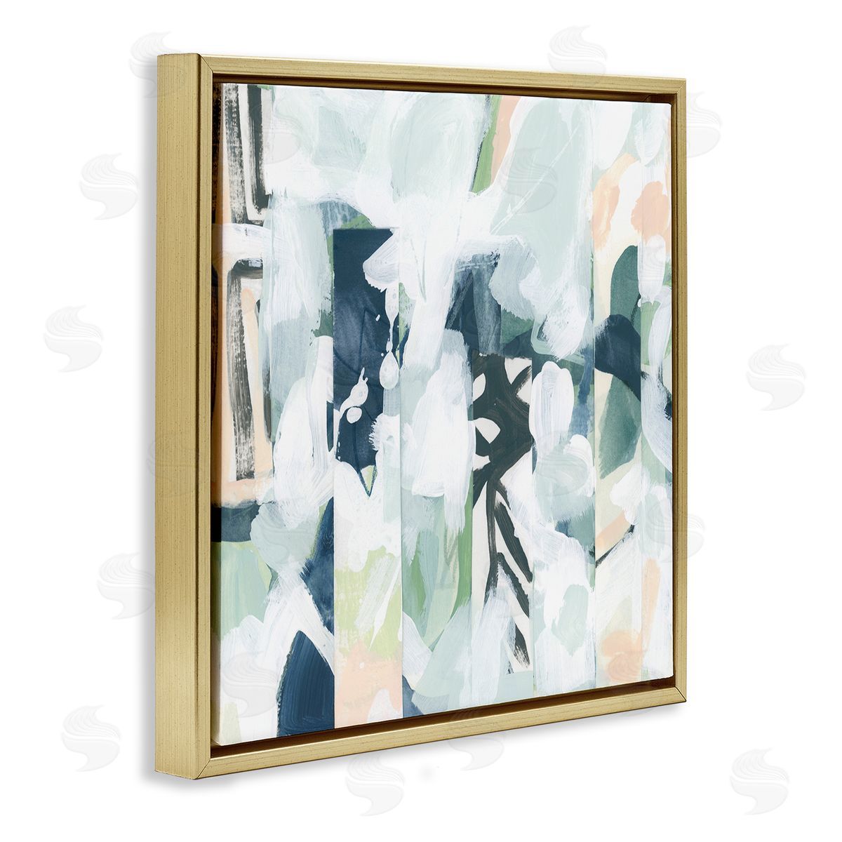 June Erica Vess Alternating Abstract Shapes Composition Gold Floating Frame Canvas Wall Art Print