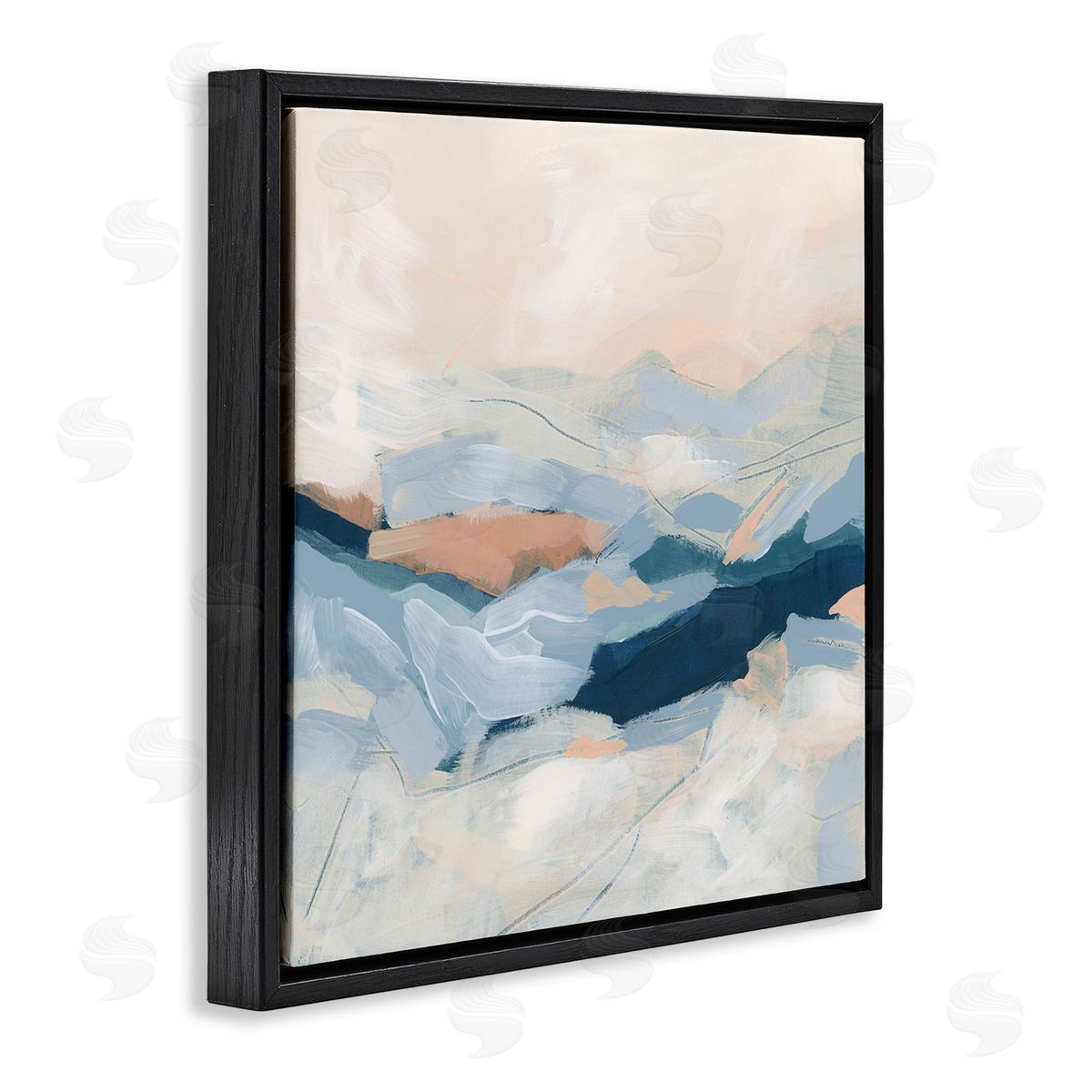 June Erica Vess Abstract Mountain Sunset Scene Black Floating Frame Canvas Wall Art Print