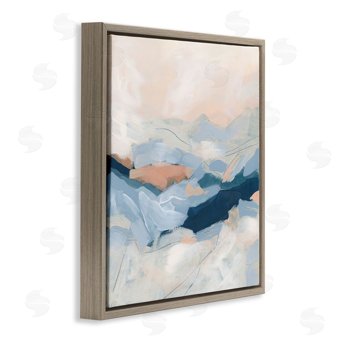 June Erica Vess Abstract Mountain Sunset Scene Brown Floating Frame Canvas Wall Art Print