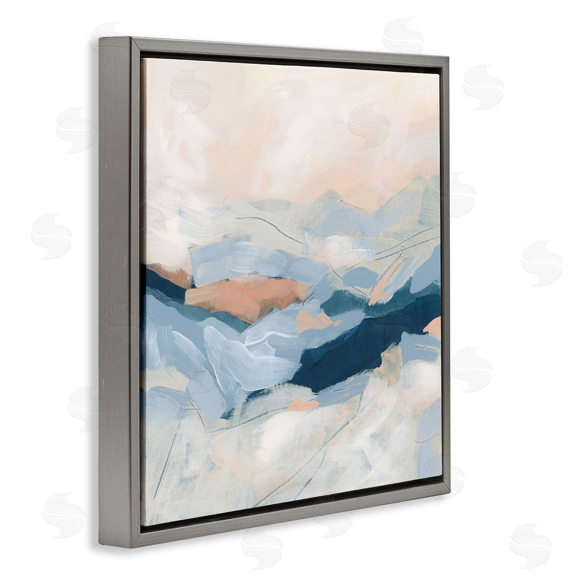 June Erica Vess Abstract Mountain Sunset Scene Gray Floating Frame Canvas Wall Art Print