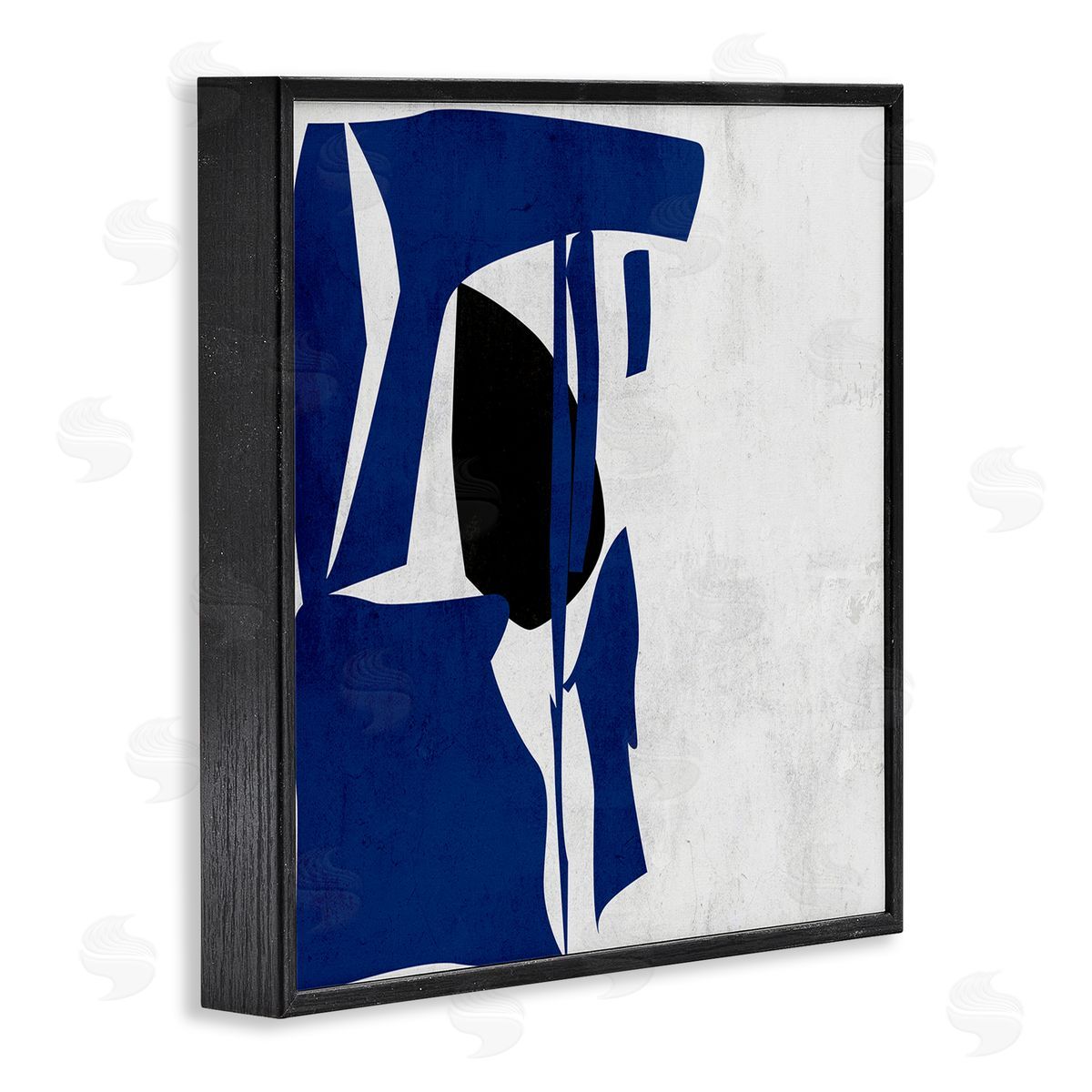 Melissa Wang Modern Blue Cutout Shapes  Black Framed Glicee Wall Art Print