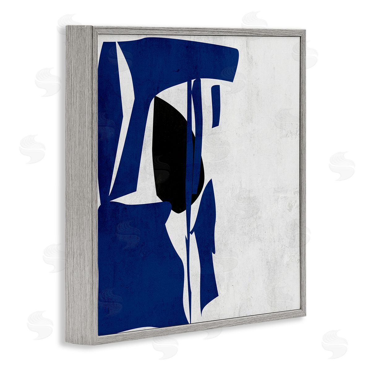 Melissa Wang Modern Blue Cutout Shapes  Gray Framed Glicee Wall Art Print