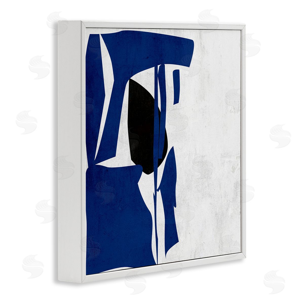 Melissa Wang Modern Blue Cutout Shapes  White Framed Glicee Wall Art Print