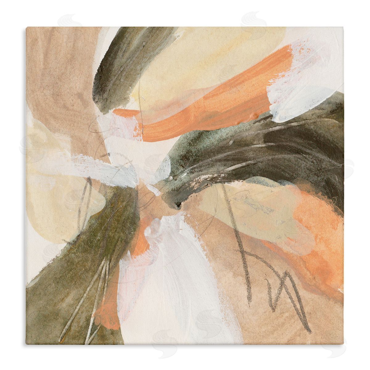 Melissa Wang Abstract Orange Spiral Arrangement Stretched Canvas Wall Art Print