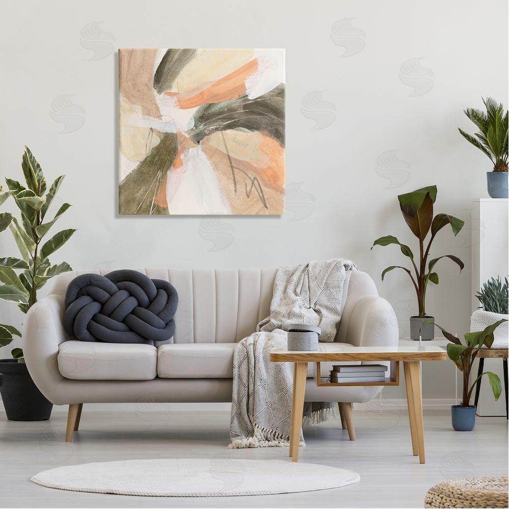 Melissa Wang Abstract Orange Spiral Arrangement Canvas Wall Art in Room