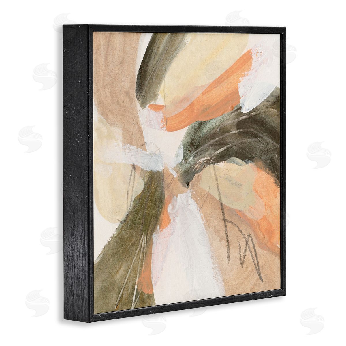 Melissa Wang Abstract Orange Spiral Arrangement Black Framed Glicee Wall Art Print
