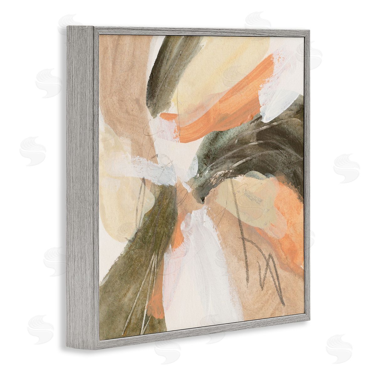 Melissa Wang Abstract Orange Spiral Arrangement Gray Framed Glicee Wall Art Print